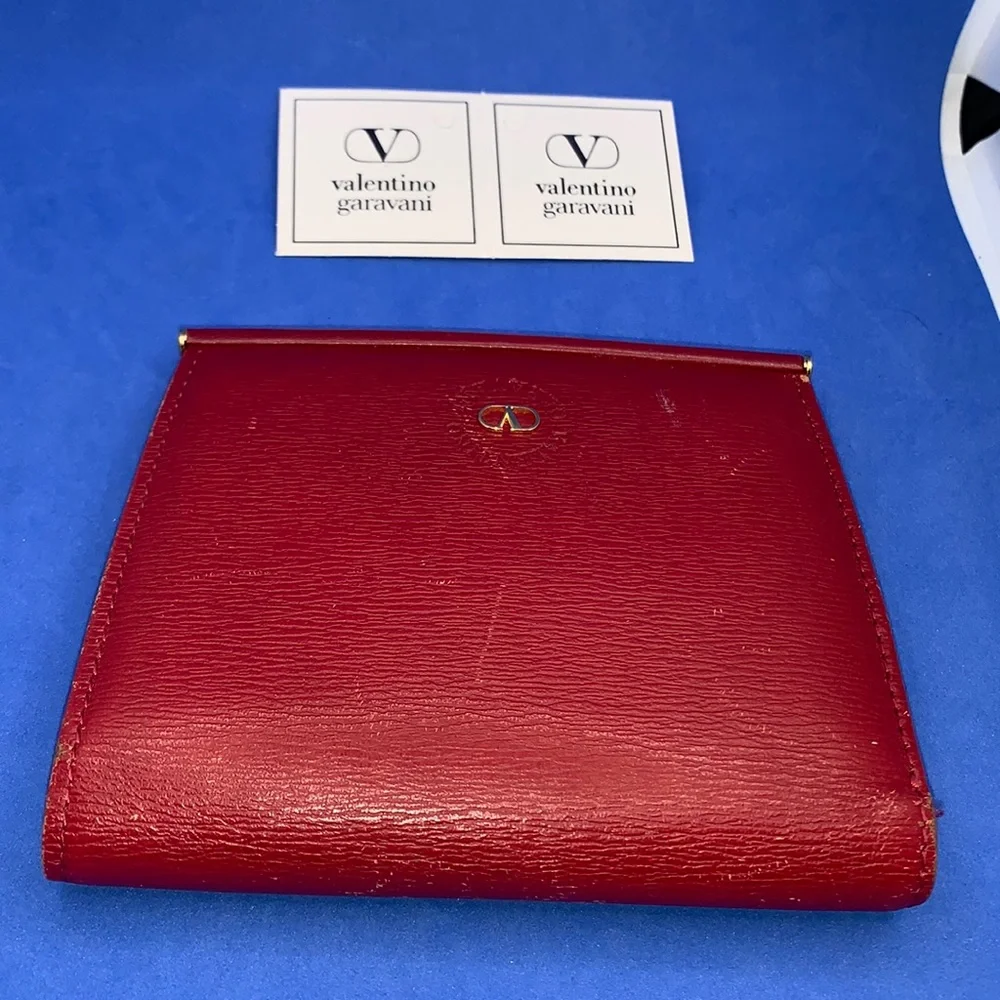 Valentino Garavani blood RED Leather‎ Long Bifold